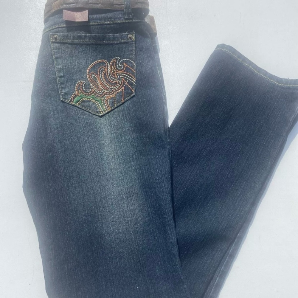 Vintage Nesso Y2K Women's Jeans Dark Wash Straight  Sz 15 With Belt NWT